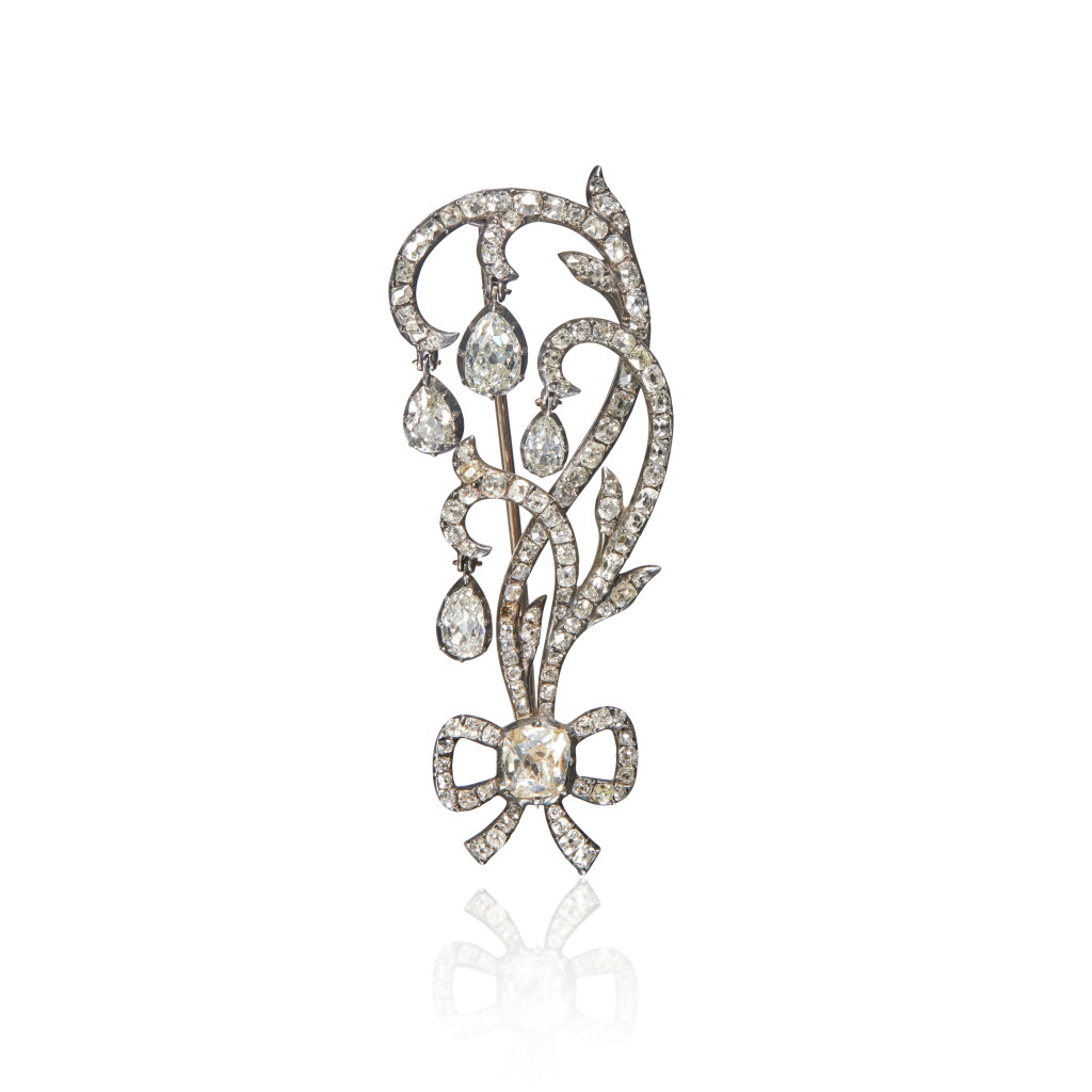 View full screen - View 1 of Lot 42. A Silver-topped Gold and Diamond Brooch in 18th century Russian taste .