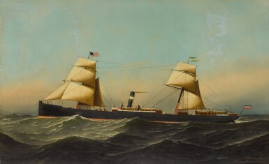View full screen - View 1 of Lot 1622. Portrait of the American Two-Masted Steamship Edam.