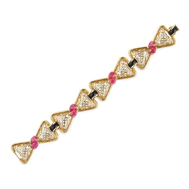 View full screen - View 1 of Lot 147. BRACELET TOURMALINES ET ONYX, MELLERIO, 1996 | TOURMALINE AND ONYX BRACELET, MELLERIO, 1996.