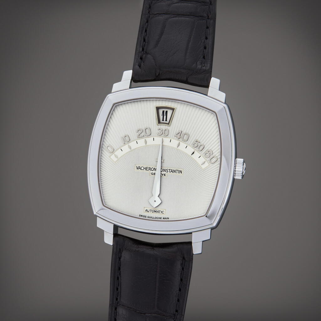 View full screen - View 1 of Lot 60. Reference 43041 Saltarello | A limited edition white gold jumping hour wristwatch with retrograde minute, Circa 1999.