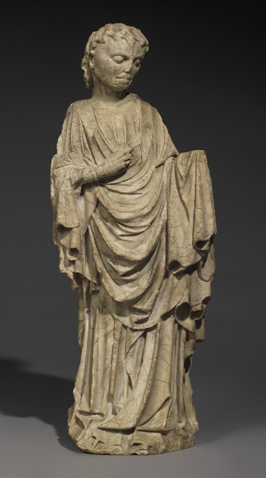 View full screen - View 1 of Lot 126. MASTER OF RIMINI, NORTHERN FRENCH OR SOUTHERN NETHERLANDS, CIRCA 1430 | STANDING SAINT .