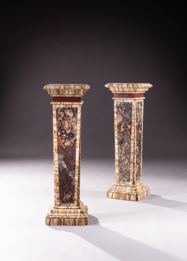 View full screen - View 1 of Lot 170. A pair of marble pedestals, Italy, mid-19th century | Paire de piédestaux en marbre, Italie, milieu du XIXe siècle.