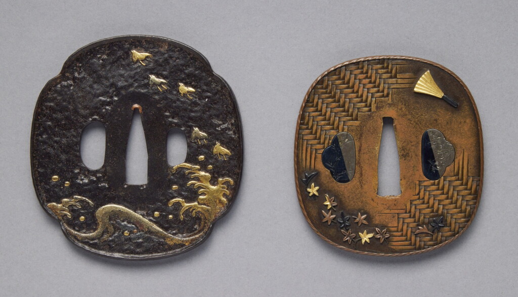 View full screen - View 1 of Lot 769. Two tsuba | The first attributed to Tsunashige (Nara school) | Edo period, 18th – 19th century .