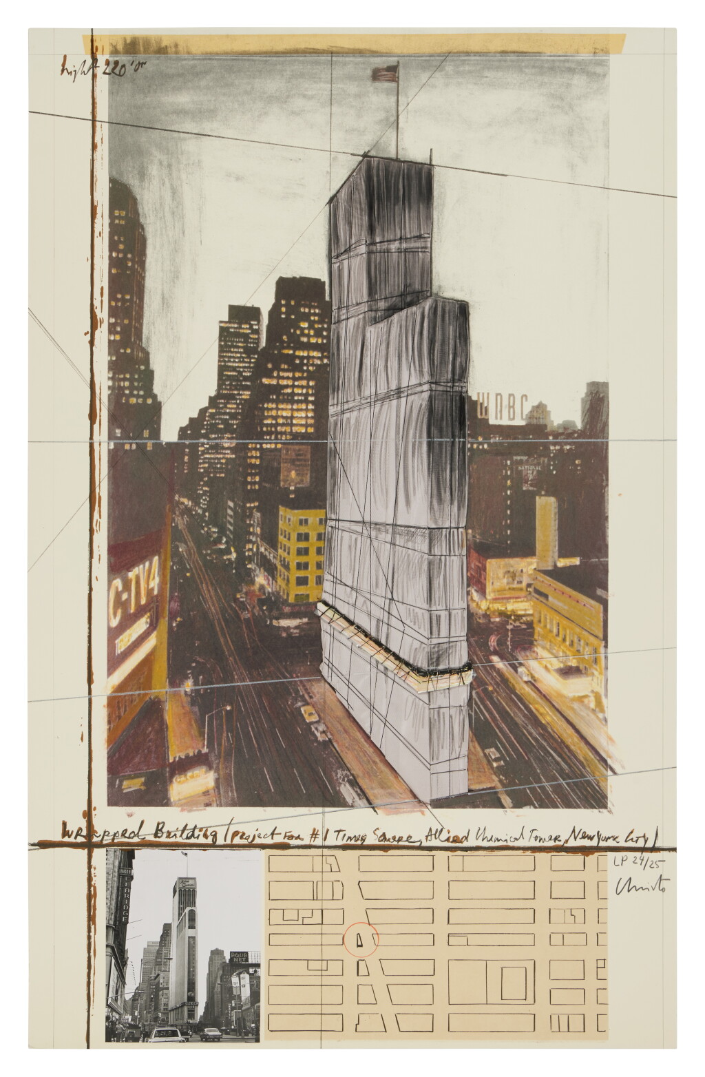 View full screen - View 1 of Lot 214. Wrapped Building, Project for 1 Times Square, Allied Chemical Tower, New York.