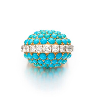 View full screen - View 1 of Lot 15. Turquoise and Diamond Ring, Paris.