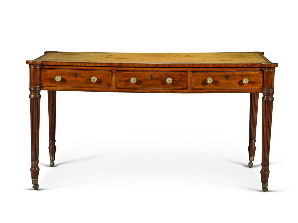 View full screen - View 1 of Lot 80. A George III mahogany double-sided writing table, circa 1800.