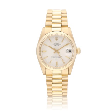 View full screen - View 1 of Lot 64. Datejust, Ref. 6827 Yellow gold wristwatch with date and bracelet Circa 1979.