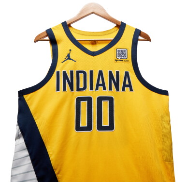View full screen - View 1 of Lot 8. Bennedict Mathurin Indiana Pacers 2024-2025 Kia NBA Tip-Off Game Worn Statement Edition Jersey .