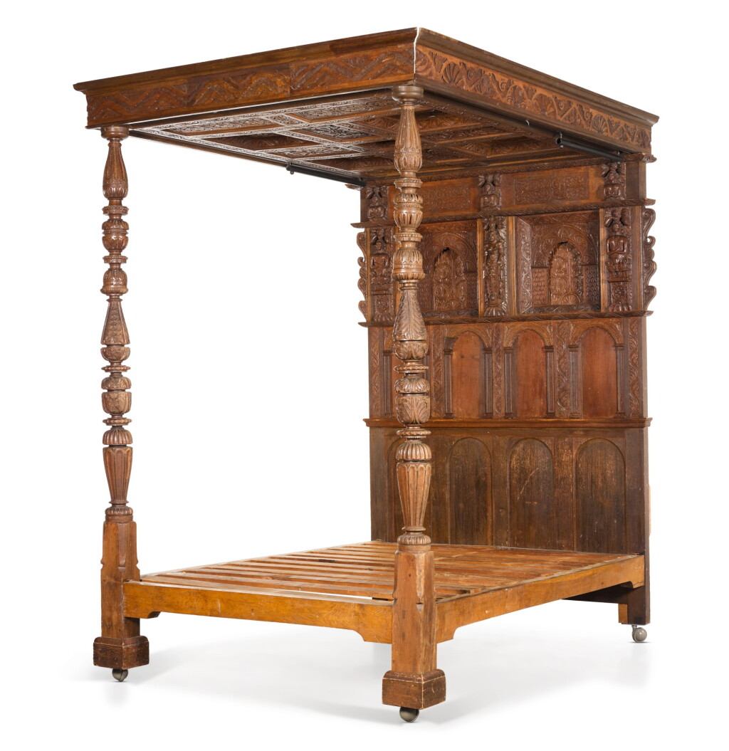 View full screen - View 1 of Lot 17. An Antiquarian carved oak tester bed, 19th century.