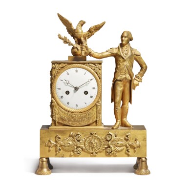 View full screen - View 1 of Lot 1503. Neoclassical Cast-Brass and Ormolu-Mounted Mantel Clock, French, Made for the American Market, Circa 1815.