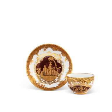 View full screen - View 1 of Lot 710. A rare Fürstenberg porcelain chinoiserie teacup and saucer, circa 1768.