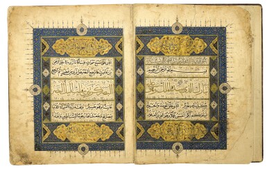 View full screen - View 1 of Lot 121. AN ILLUMINATED QUR’AN JUZ (XXIX), COPIED BY ZAYN AL-‘ABIDIN B. MUHAMMAD AL-KATIB, PERSIA, AQQOYUNLU, DATED 888 AH/1483 AD.