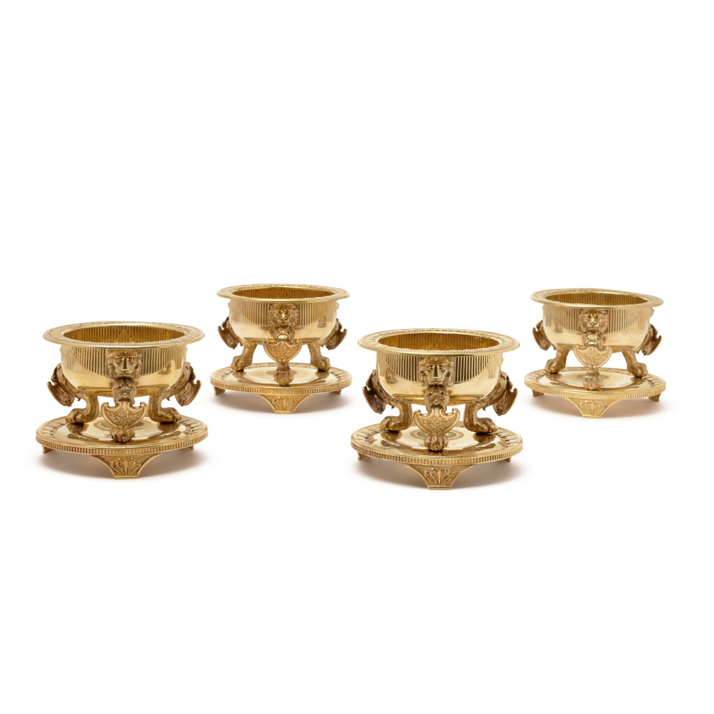 View full screen - View 1 of Lot 196. A Set of Four George III Silver-Gilt Salts on Stands, Digby Scott & Benjamin Smith, London, 1803-04.