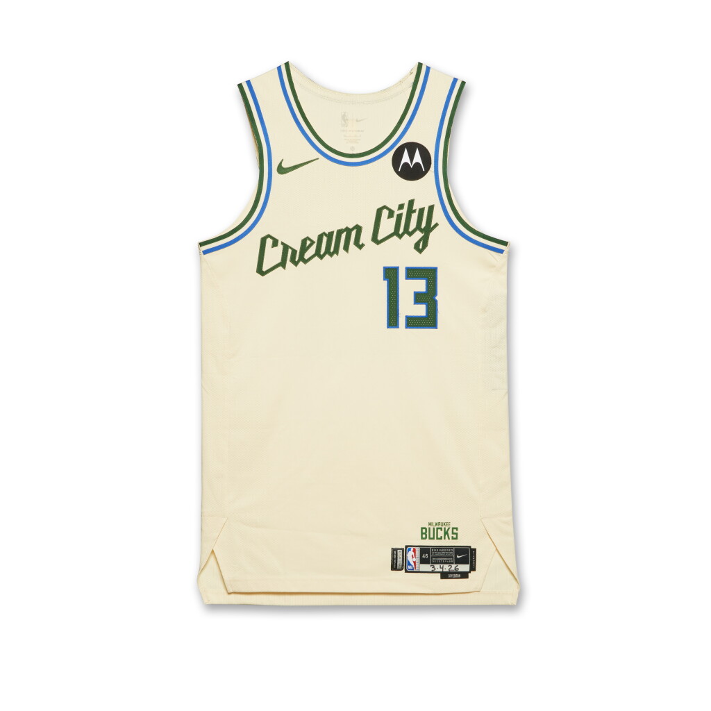 View full screen - View 1 of Lot 47. Ryan Rollins Milwaukee Bucks 2025-2026 Game Worn City Edition Jersey .