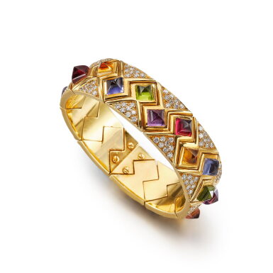 View full screen - View 1 of Lot 607. Gem Set and Diamond Bangle | 寶石 配 鑽石 手鐲.