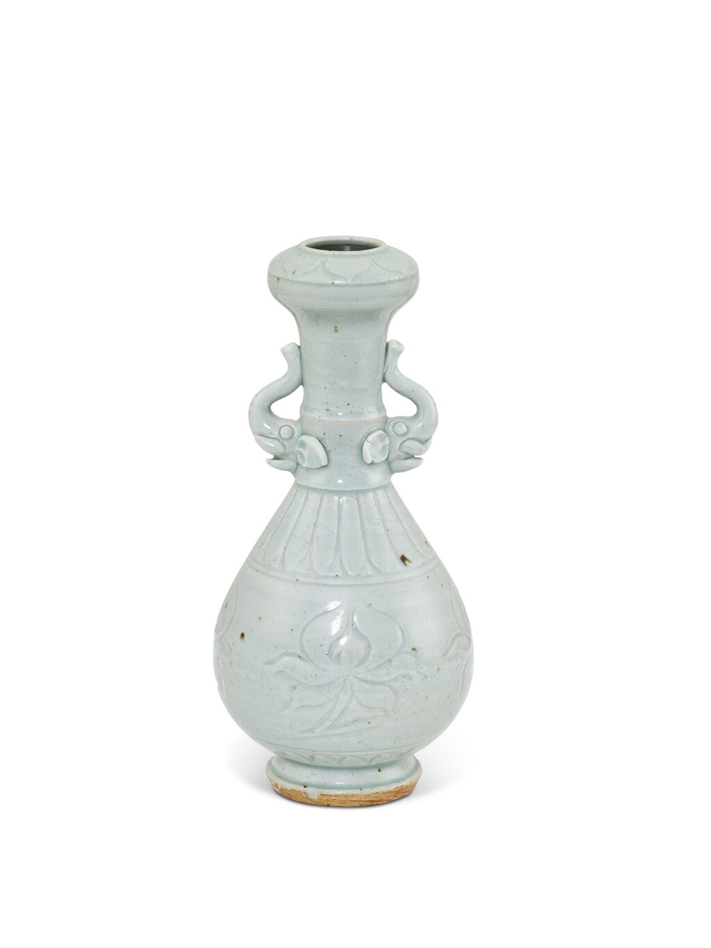 View full screen - View 1 of Lot 5086. A qingbai carved 'elephant'-handled vase Yuan dynasty 元 青白釉刻花象首雙耳瓶.
