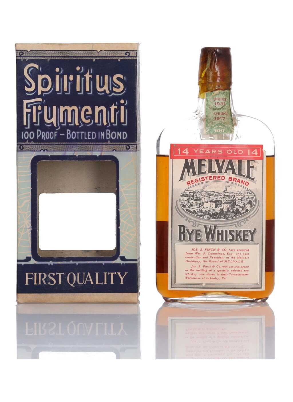 View full screen - View 1 of Lot 228. Melvale Rye 14 Year Old 100 Proof 1917 (1 Pint).