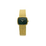 REFERENCE 6629 B 68 A YELLOW GOLD RECTANGULAR BRACELET WATCH WITH NEPHRITE DIAL, CIRCA 1980