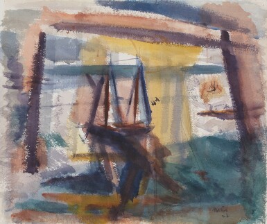 View full screen - View 1 of Lot 545. Schooner at Rest.