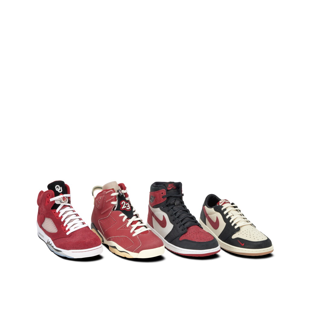 View full screen - View 1 of Lot 20. Set of Four | Nike Air Jordan 'University of Oklahoma' Player Exclusive Samples | Size 13.