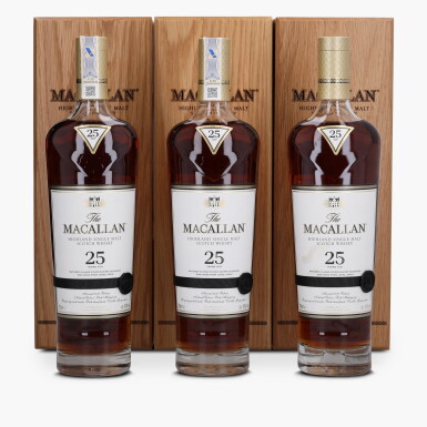 View full screen - View 1 of Lot 2016. The Macallan 25 Year Old Sherry Oak 43.0 abv NV (3 Bottles 70cl).