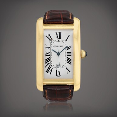 View full screen - View 1 of Lot 671. Tank Américaine Automatic, reference 1740 Montre bracelet en or jaune avec date | Yellow gold wristwatch with date Vers 2000 | Circa 2000.