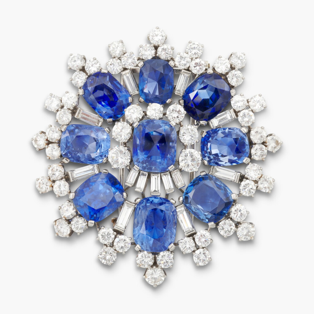 View full screen - View 1 of Lot 520. Sapphire and Diamond Brooch .