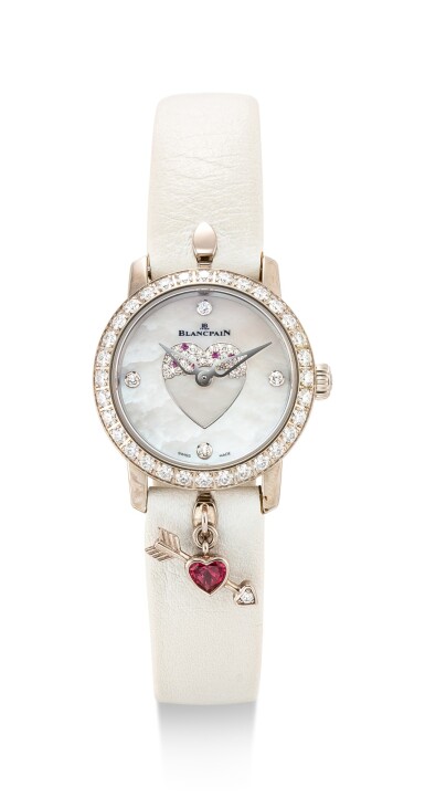 View full screen - View 1 of Lot 863. BLANCPAIN | REFERENCE 0063F-1954-63A, A LIMITED EDITION WHITE GOLD, DIAMOND AND RUBY-SET WRISTWATCH WITH MOTHER-OF-PEARL DIAL, CIRCA 2016 .
