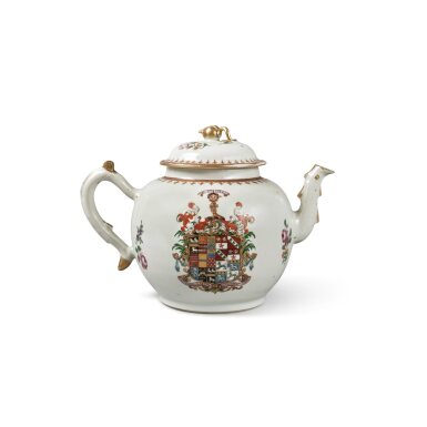 View full screen - View 1 of Lot 671. A Rare Chinese Export Armorial Punch Pot and Cover, Qing Dynasty, Qianlong Period, circa 1770.