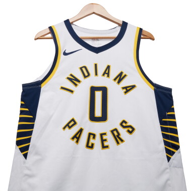 View full screen - View 1 of Lot 37. Tyrese Haliburton Indiana Pacers 2023-2024 Game Worn Association Edition Jersey | Double-Double | 43 Points .