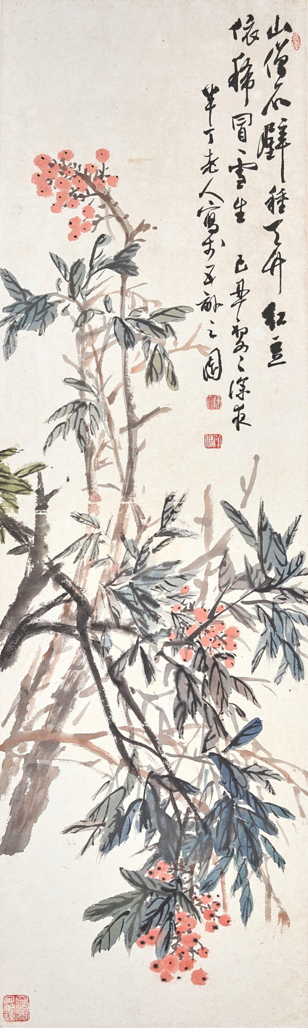 View full screen - View 1 of Lot 3055. 陳半丁 Chen Banding | 翠葉紅果 Sacred Bamboo.
