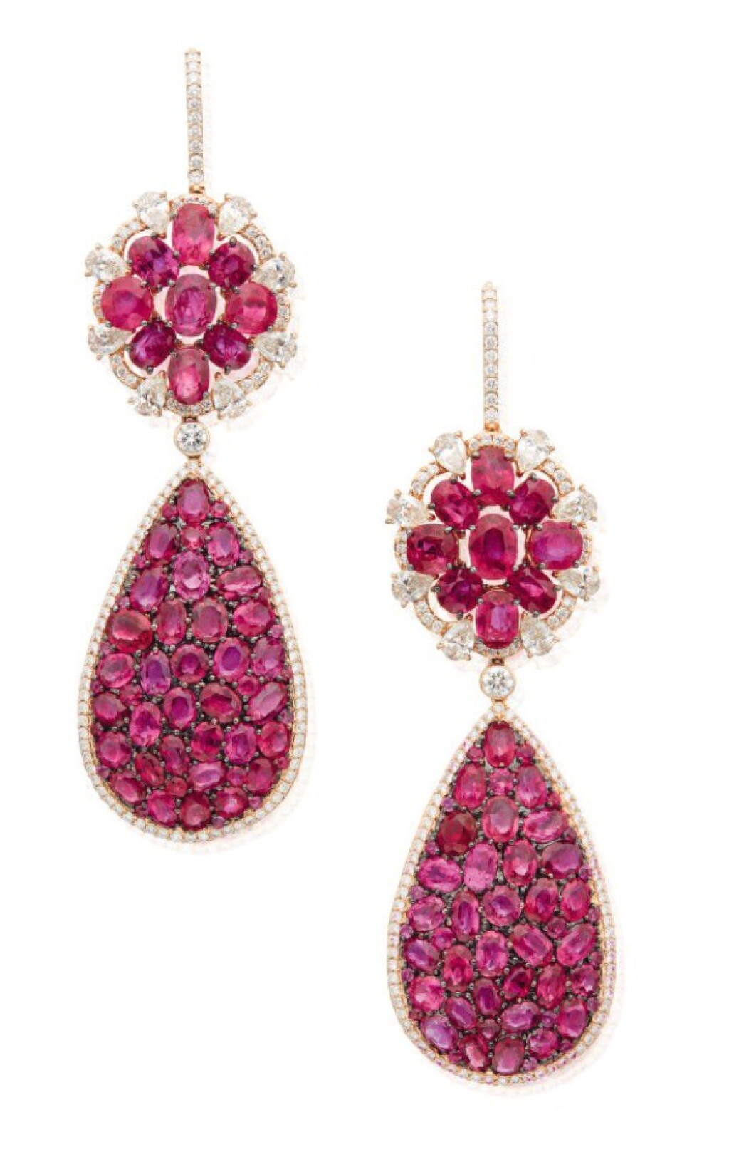 View full screen - View 1 of Lot 159. MICHELE DELLA VALLE | PAIR OF RUBY AND DIAMOND EARRINGS.