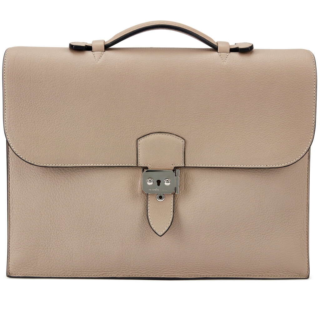 View full screen - View 1 of Lot 5636. Vintage Gris Tourterelle Fjord Sac A Depeches Palladium Hardware, 2000.