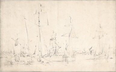 View full screen - View 1 of Lot 102. English vessels becalmed.