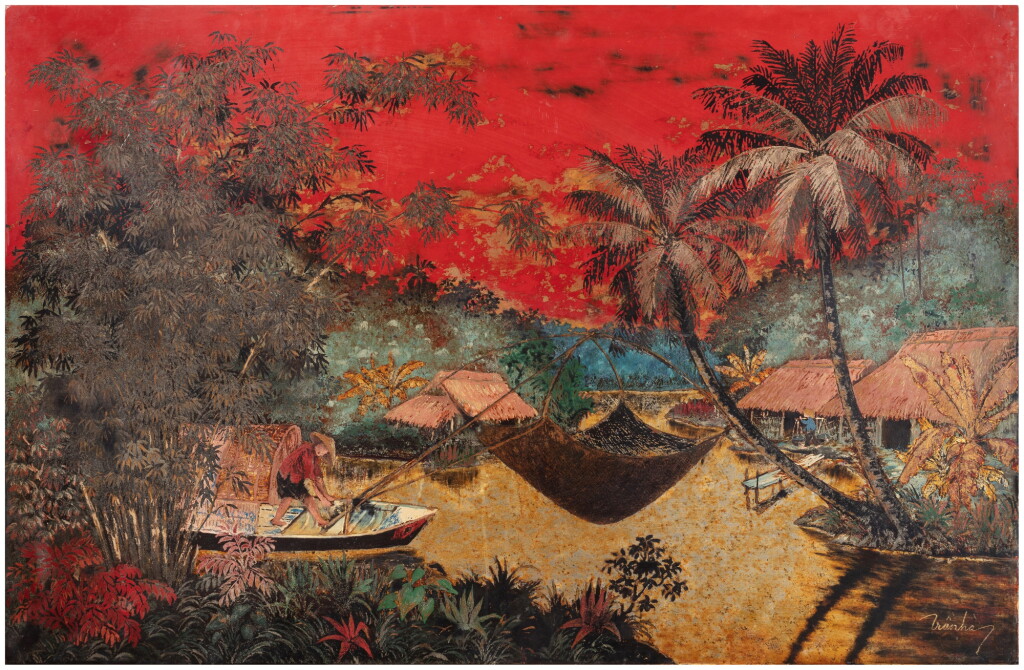 View full screen - View 1 of Lot 8. Tran Van Ha (1911-1974), Fishing village | 陳文河 (1911-1974), 漁村.