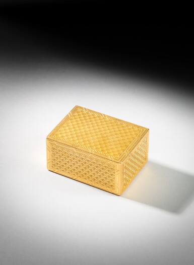 View full screen - View 1 of Lot 242. A gold snuff box, 19th century in earlier style.