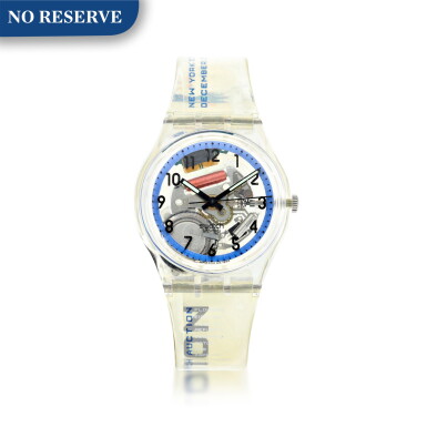 View full screen - View 1 of Lot 201. THE WORLDWIDE SWATCH AUCTION A LIMITED EDITION WRISTWATCH MADE FOR THE WORLDWIDE SWATCH AUCTION, SOTHEBY'S X GOD'S LOVE, WE DELIVER, NEW YORK CITY, DECEMBER 3, 2001, CIRCA 2001.