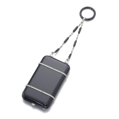 View full screen - View 1 of Lot 1045. Onyx and diamond vanity case.