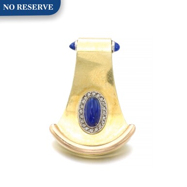 View full screen - View 1 of Lot 1149. Sapphire and diamond clip.
