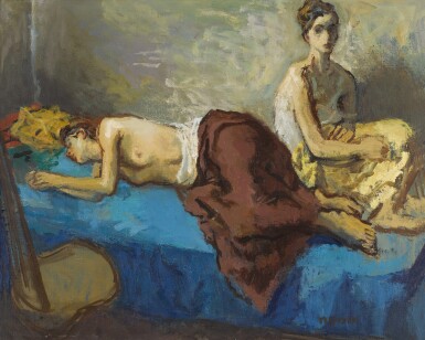 View full screen - View 1 of Lot 477. Interior with Two Figures .