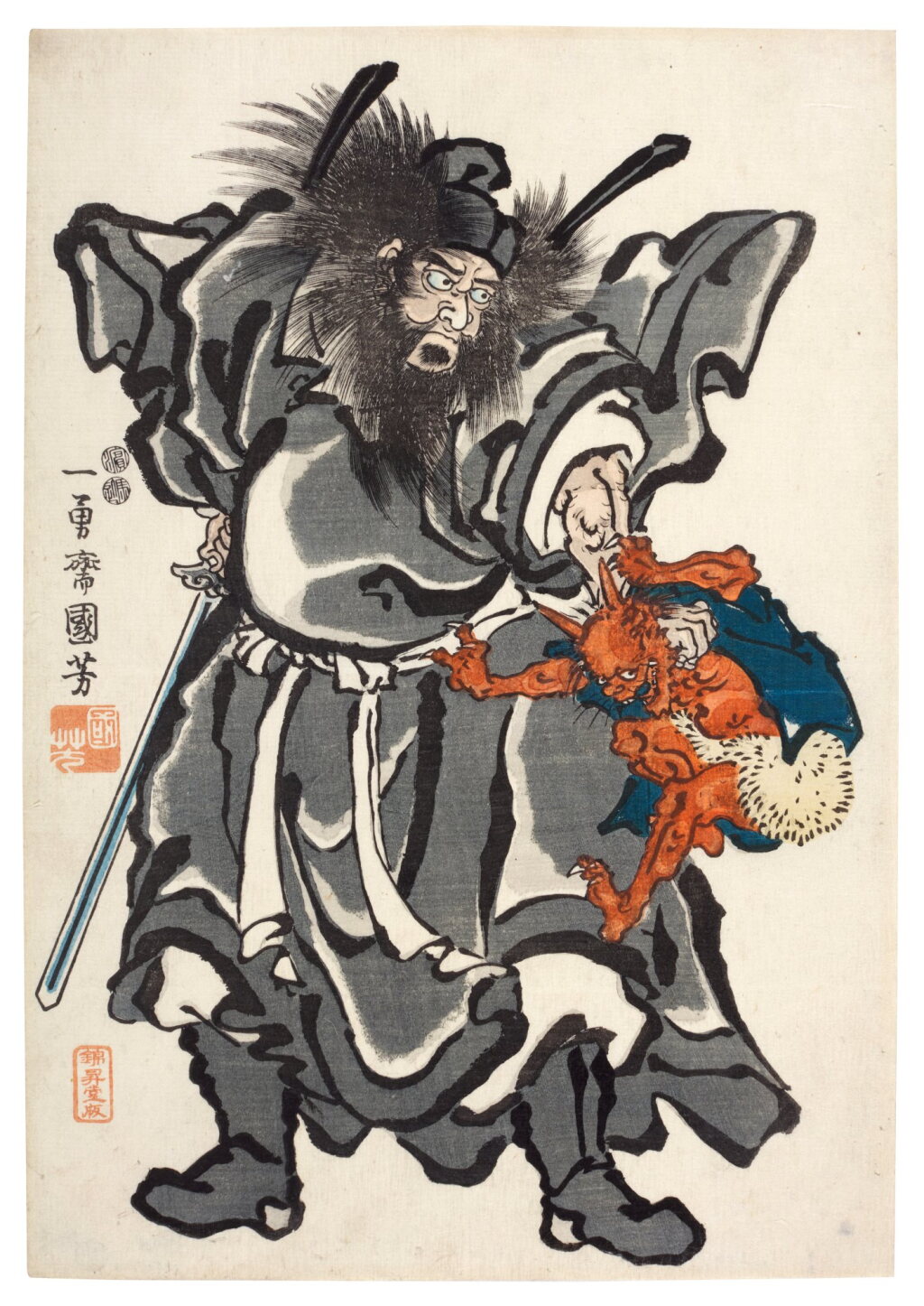 View full screen - View 1 of Lot 39. Utagawa Kuniyoshi (1798-1861) | Shoki the Demon Queller | Edo period, 19th century.