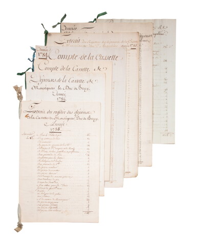 View full screen - View 1 of Lot 717. 3 comptes de dépenses, 1785-1787, et 4 comptes des dépenses du duc d'Angoulême, son frère aîné..