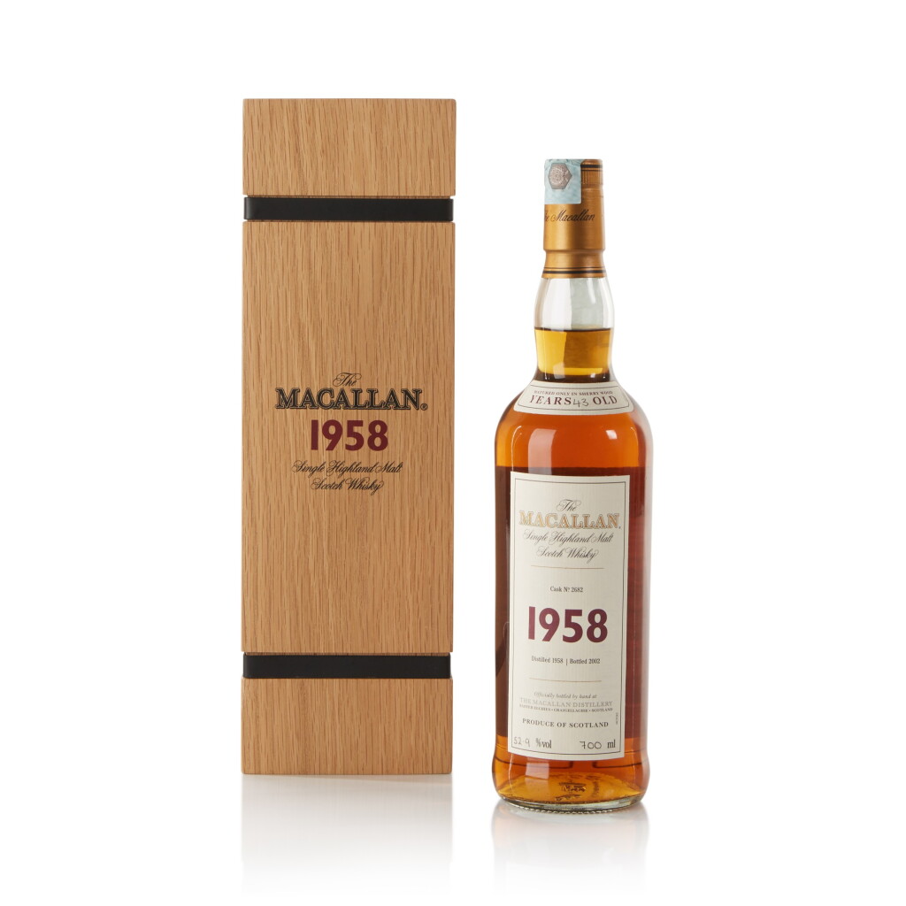 View full screen - View 1 of Lot 29. The Macallan Fine & Rare 43 Year Old 52.9 abv 1958 .