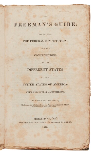 View full screen - View 1 of Lot 124. Louisiana | Likely the earliest anthologized printing of the state constitution of Louisiana.