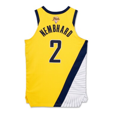 View full screen - View 1 of Lot 13. Andrew Nembhard Indiana Pacers 2025 NBA Finals Game Worn Statement Edition Jersey | Game 2 .