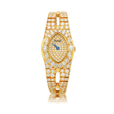View full screen - View 1 of Lot 560. PIAGET | REF 85513 V 92, YELLOW GOLD AND DIAMOND-SET BRACELET WATCH CIRCA 1985.