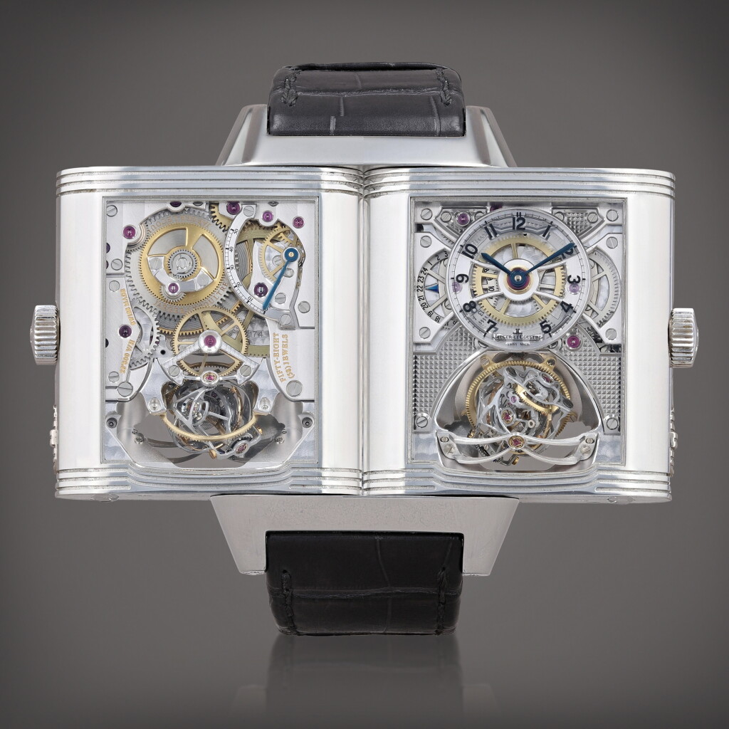 View full screen - View 1 of Lot 461. Reverso Gyrotourbillon 2, reference 233.64.20 Montre bracelet reversible gyrotourbillon en platine avec date et indicateur de réserve de marche | Platinum reversible gyrotourbillon wristwatch with date and power reserve indication Vers 2010 | Circa 2010.