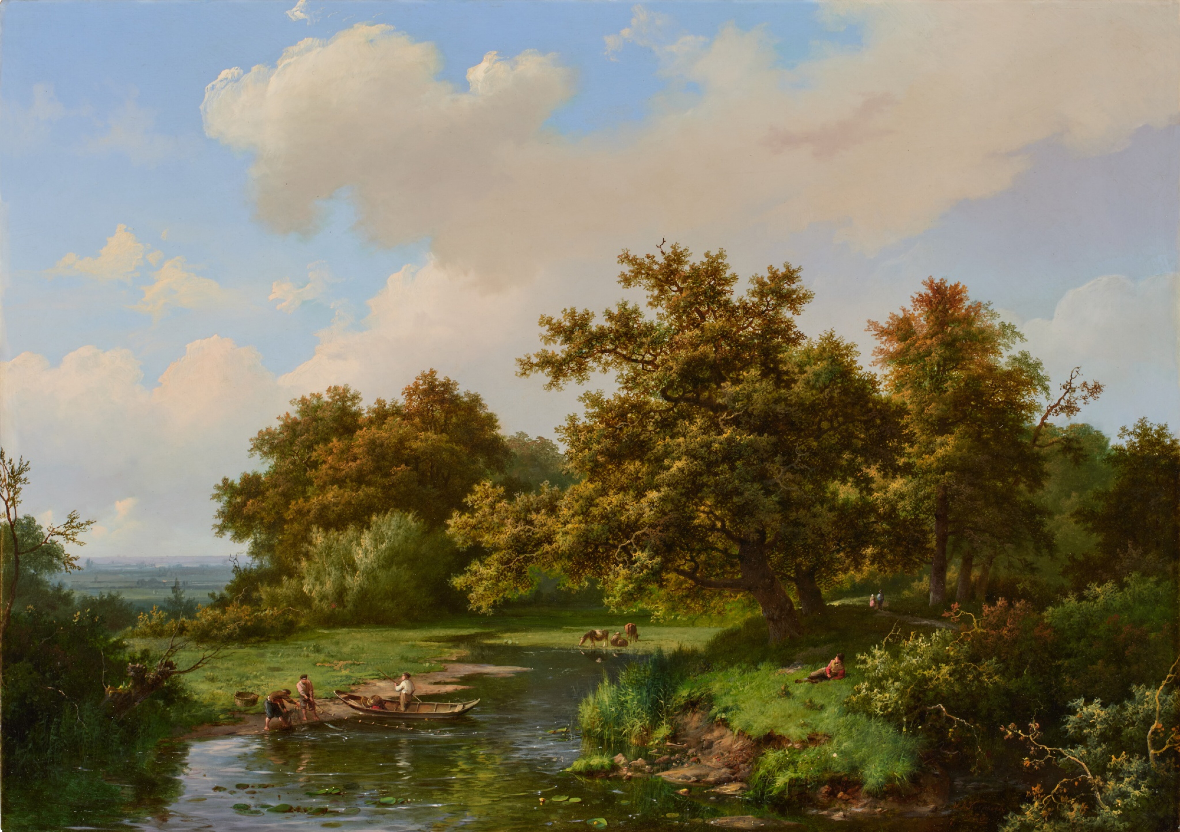 Marinus Adrianaus Koekkoek A Wooded Summer Landscape With Figures marinus-adrianaus-koekkoek-a-wooded-summer-landscape-with-figures