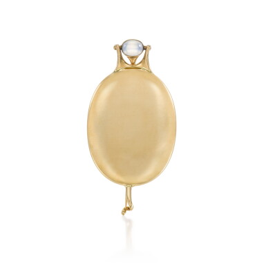 View full screen - View 1 of Lot 33. Gold and moonstone brooch, circa 1960s.