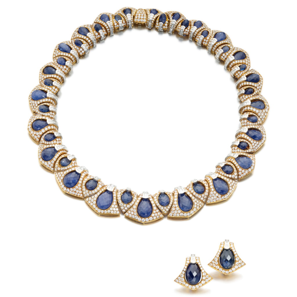 View full screen - View 1 of Lot 769. Sapphire and Diamond Demi-Parure.